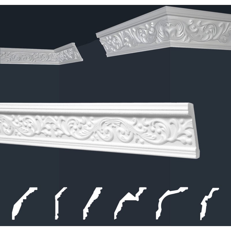 foto del prodotto marbet design modanature in stucco bianche, eps styropor form fitting, pacchetti economici marbet series b b 18 41x66 mm, 2 metri 1 modanatura