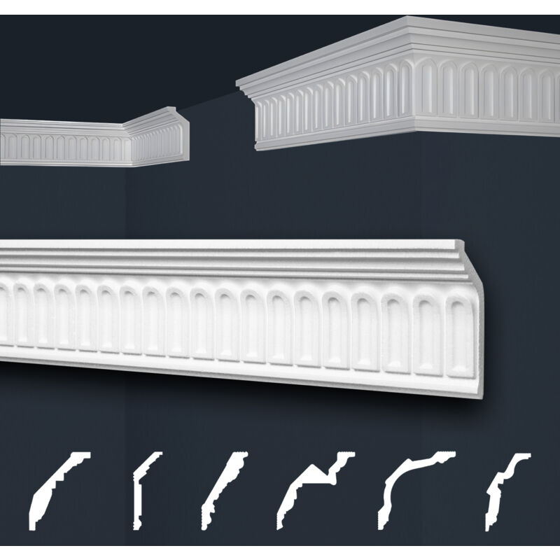 foto del prodotto marbet design modanature in stucco bianche, eps styropor form fitting, pacchetti economici marbet series b b 19 29x75mm, 2 metri 1 modanatura