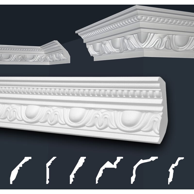 foto del prodotto marbet design modanature in stucco bianche, eps styropor form fitting, pacchetti economici marbet series b b 24 70x90mm, 2 metri 1 modanatura