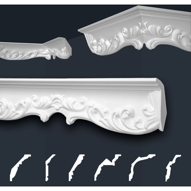 foto del prodotto marbet design modanature in stucco bianche, eps styropor form fitting, pacchetti economici marbet series b b 45 56x88mm, 2 metri 1 modanatura