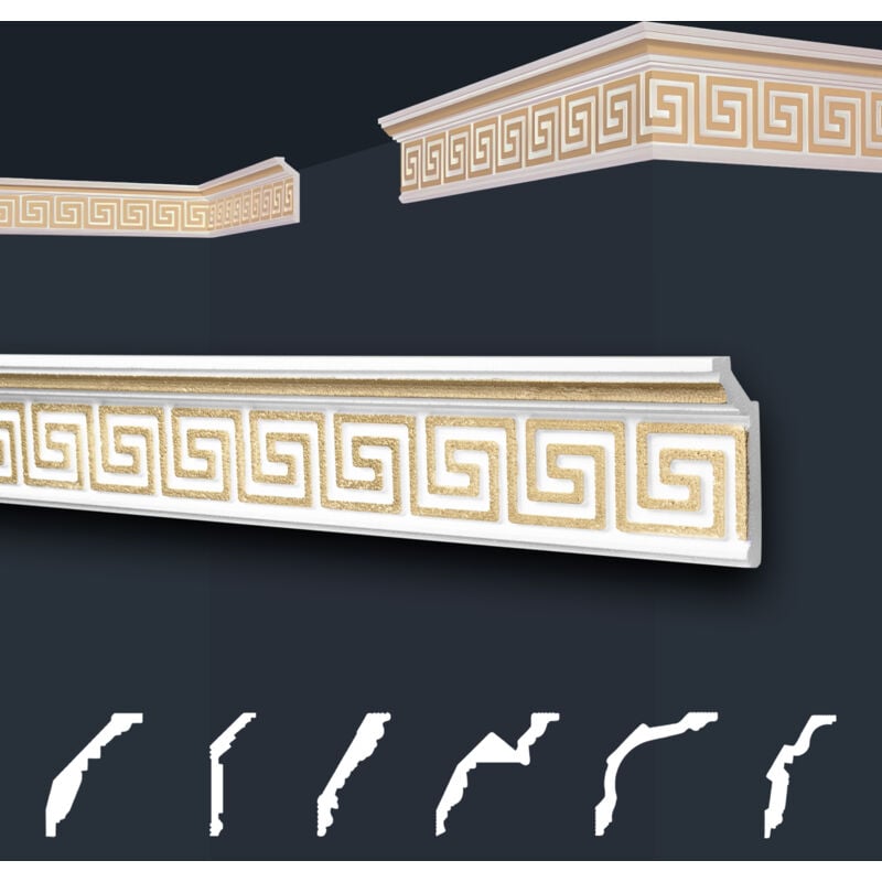 foto del prodotto marbet design modanature in stucco oro, eps styropor form fitting, pacchetti economici marbet series b b 21 oro 28x73mm, 2 metri 1 modanatura