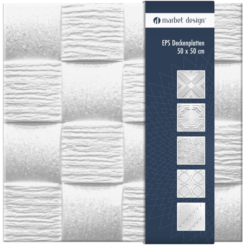 foto del prodotto marbet design piastrelle per soffitto in polistirolo eps bianco 50x50cm confezione economica 10 m 40 pannelli, albero2