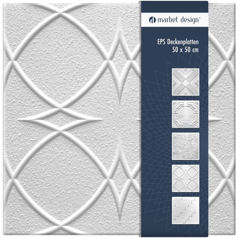 foto del prodotto marbet design piastrelle per soffitto in polistirolo eps bianco 50x50cm confezione economica 10 m 40 pannelli, saturno