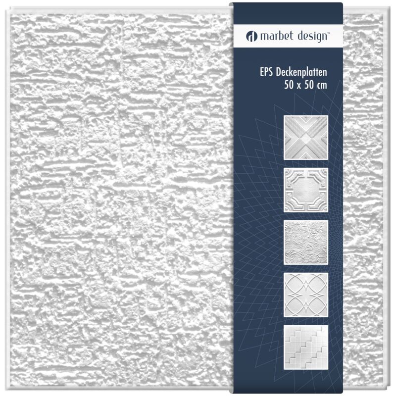 foto del prodotto marbet design piastrelle per soffitto in polistirolo eps bianco 50x50cm confezione economica 10 m 40 pannelli, terra con sovrapposizione