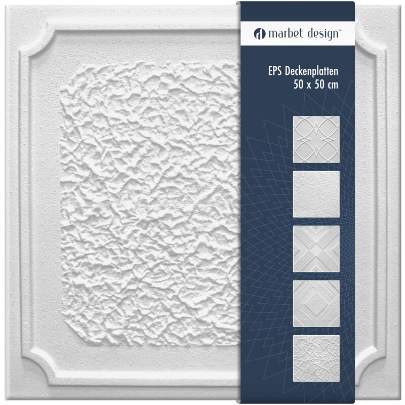 foto del prodotto marbet design piastrelle per soffitto in polistirolo eps bianco 50x50cm confezione economica antico, 2 m 8 pannelli