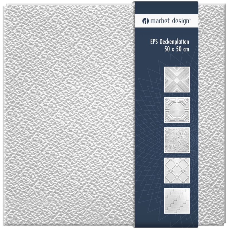 foto del prodotto marbet design piastrelle per soffitto in polistirolo eps bianco 50x50cm confezione economica grys con sovrapposizione, 2 m 8 pannelli