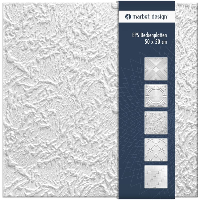 foto del prodotto marbet design piastrelle per soffitto in polistirolo eps bianco 50x50cm confezione economica parigi, 2 m 8 pannelli
