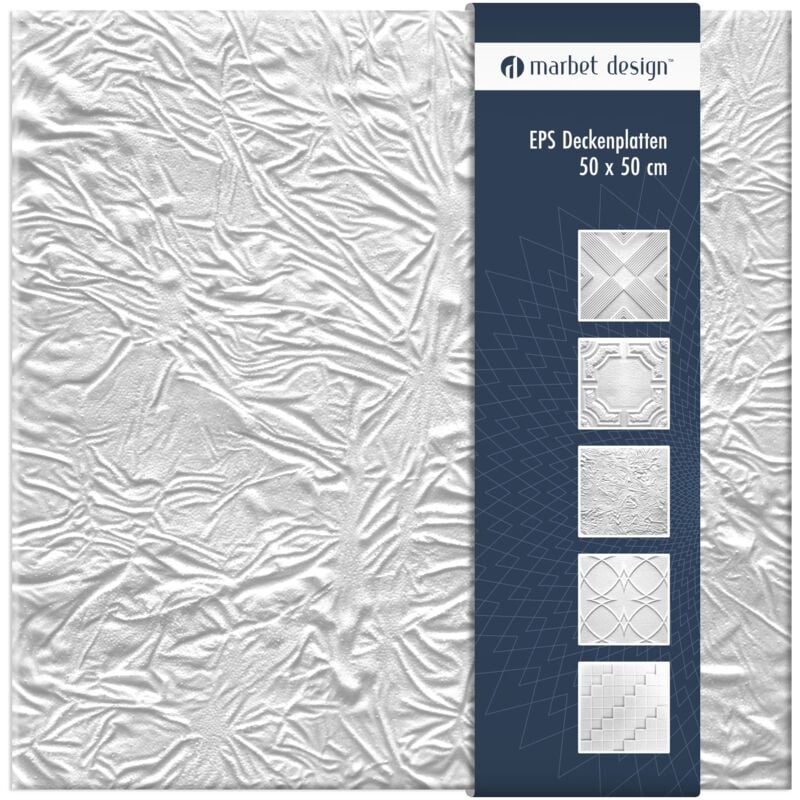 foto del prodotto marbet design piastrelle per soffitto in polistirolo eps bianco 50x50cm confezione economica skora, 2 m 8 pannelli