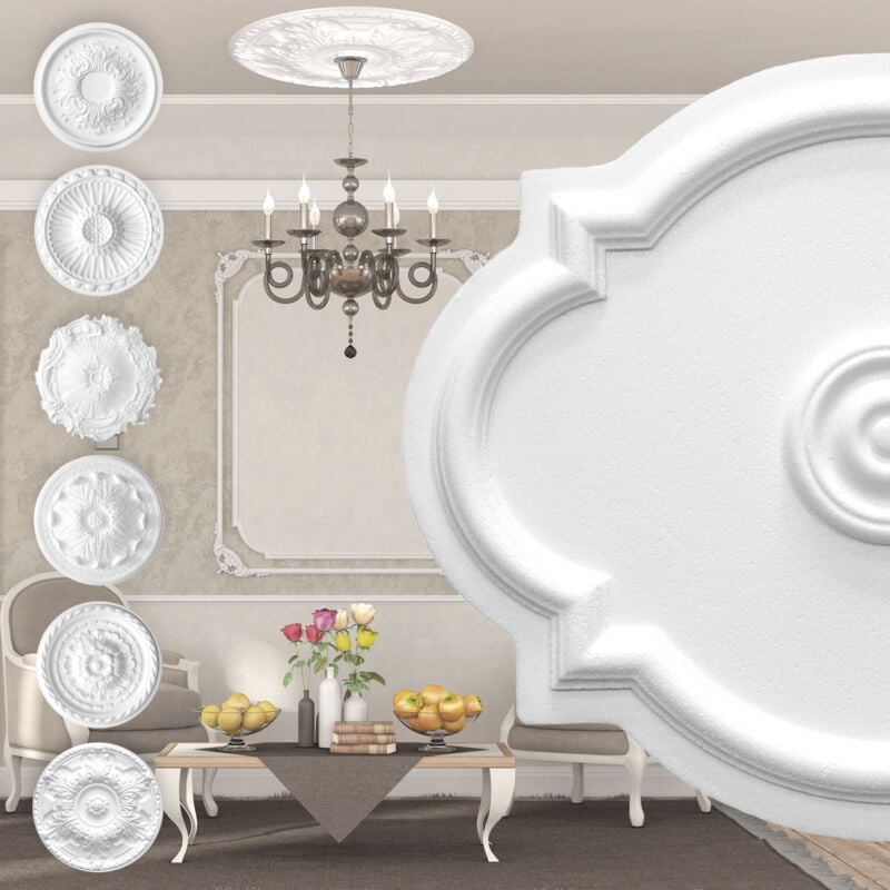 foto del prodotto marbet design rosone di polistirolo decorazione interna, stucco per soffitti eps bianco r 10 52x42cm