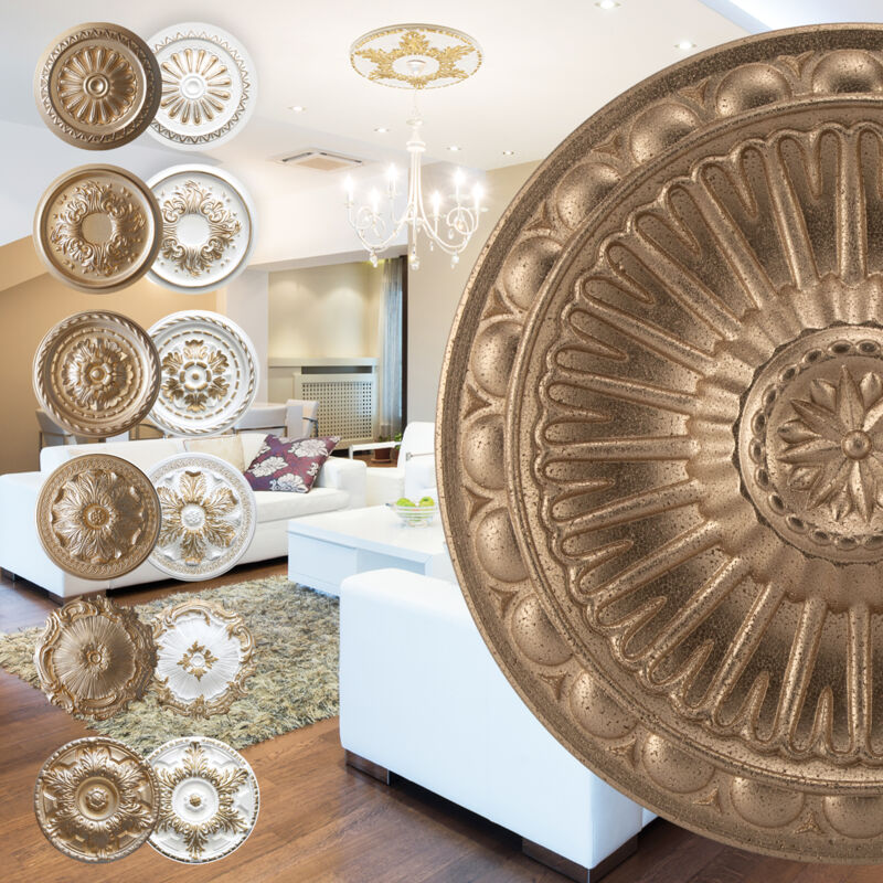 foto del prodotto marbet design rosone in polistirolo decorazione interna, stucco per soffitti eps oro r 16 28 cm, super oro