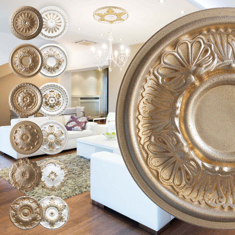 foto del prodotto marbet design rosone in polistirolo decorazione interna, stucco per soffitti eps oro r 17 28 cm, super oro