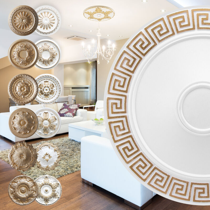 foto del prodotto marbet design rosone in polistirolo decorazione interna, stucco per soffitti eps oro r 30 60 cm, oro