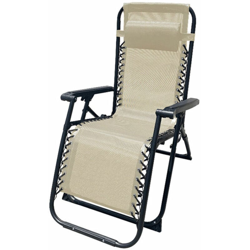 foto del prodotto marbueno sdraio pieghevole acciaio con cuscino giardino e piscina 90x66x108 cm gravit zero beige 10005