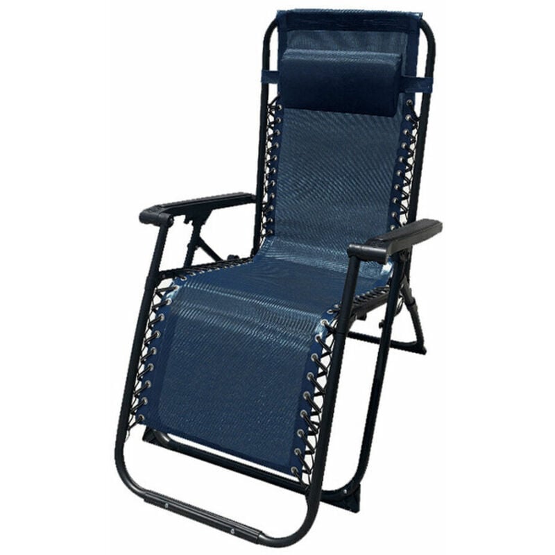 foto del prodotto marbueno sedia a sdraio pieghevole in acciaio con cuscino giardino e piscina 90x66x108 cm gravità zero blu scuro 10011