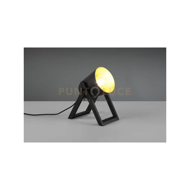foto del prodotto marc lampada da tavolo con piedi di legno diffusore metallo nero e oro h. 21cm 1 luce attaco e27