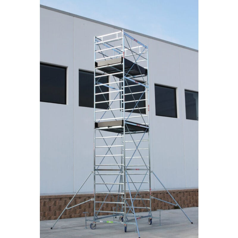 foto del prodotto marchetti ponteggio a ponte professionale trabattello system 120x200 in acciaio con ruote e stabilizzatori