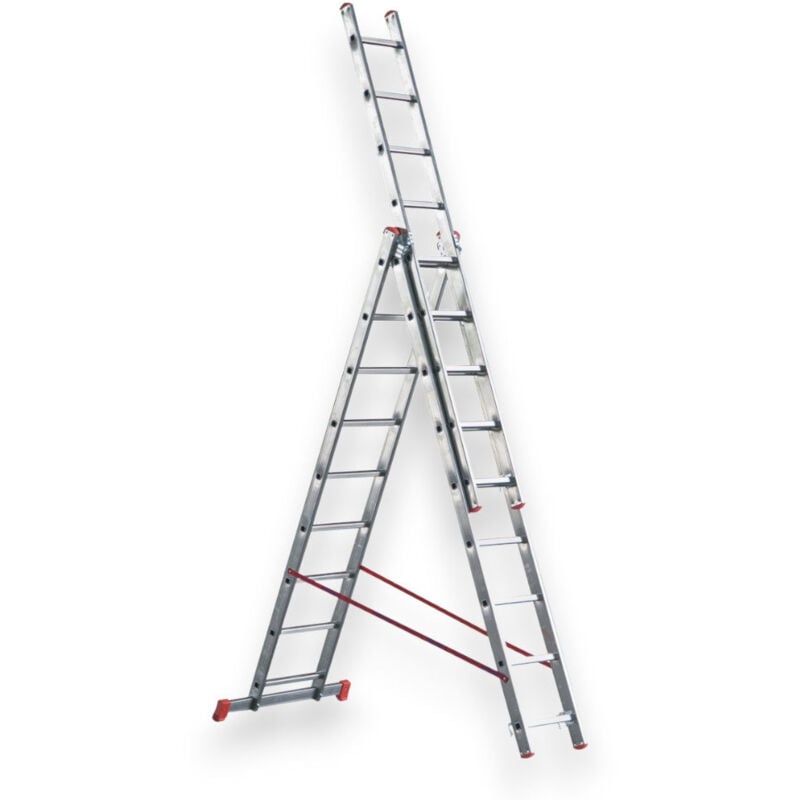 foto del prodotto marchetti scala tripla alta multiuso in alluminio a tre elementi 7 7 7 gradini