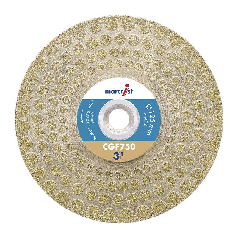 foto del prodotto marcrist disque diamant tron onner meuler cgf750 d.125mm m14 seg. h.68.5mm seg. s.2.8mm