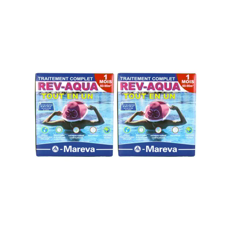 foto del prodotto mareva - set di 2 kit di trattamento completo rev-aqua per piscine da 60 a 90 m3 - 2 mesi