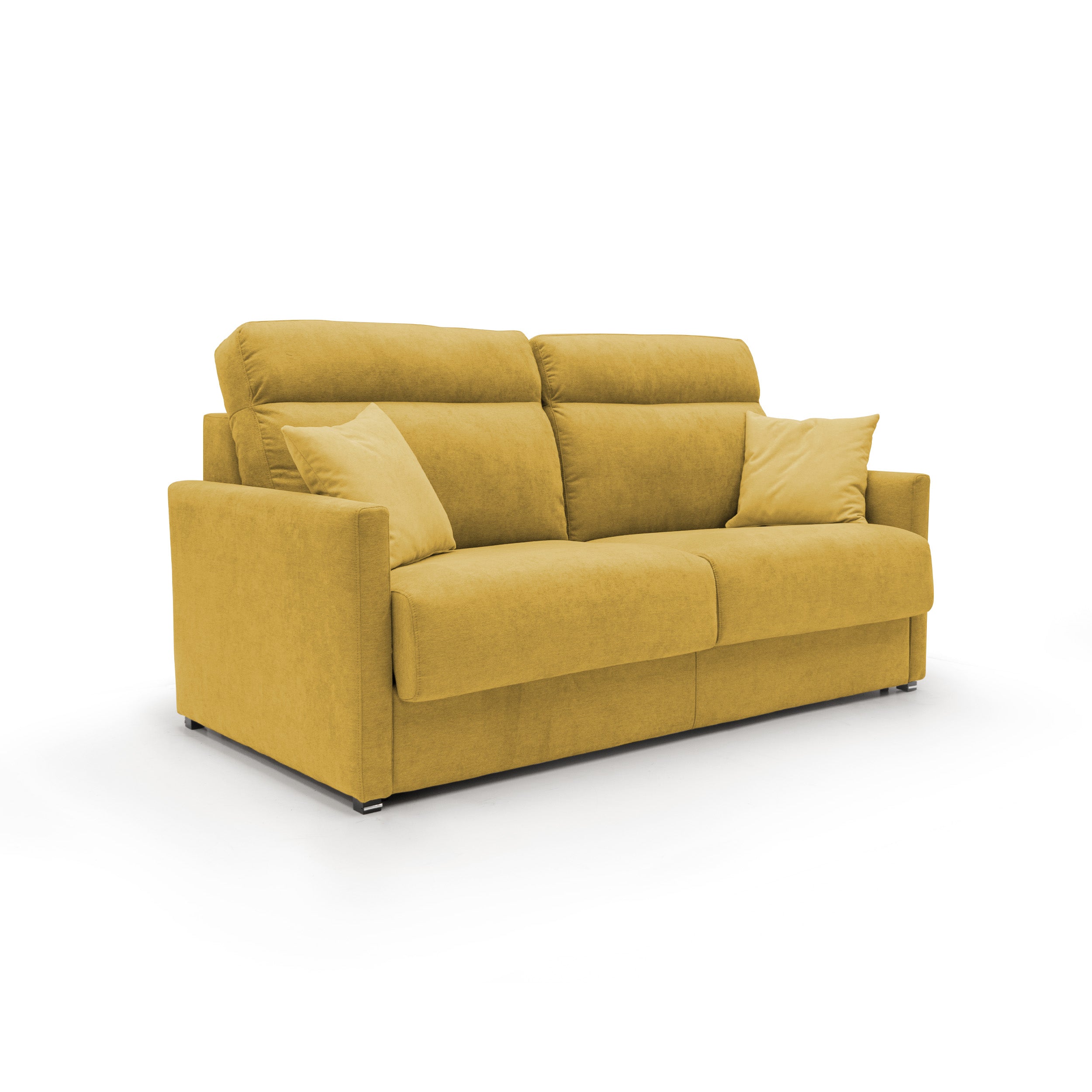 foto del prodotto margot divano letto matrimoniale con schienale morbido alto in tessuto t02 156 cm mat.120x197 giallo
