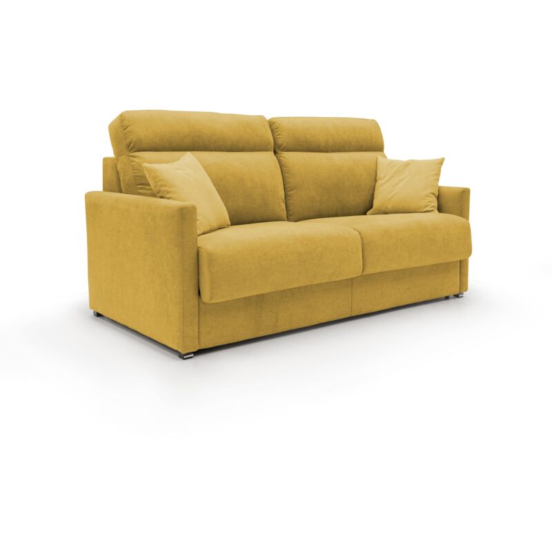 foto del prodotto margot divano letto matrimoniale con schienale morbido alto in tessuto t02 176 cm mat. 140x197 giallo