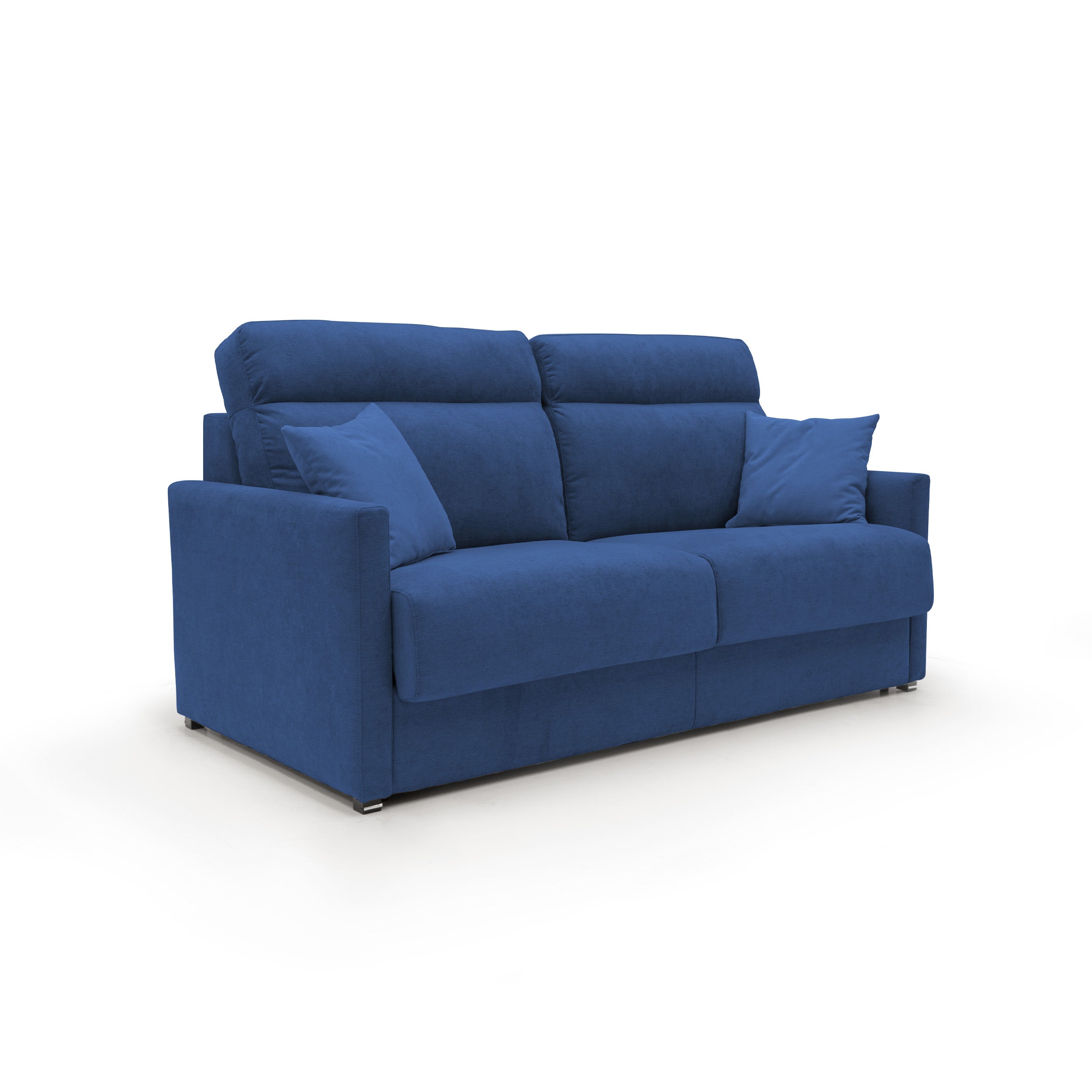 foto del prodotto margot divano letto matrimoniale con schienale morbido alto in tessuto t02 196 cm mat. 160x197 blu