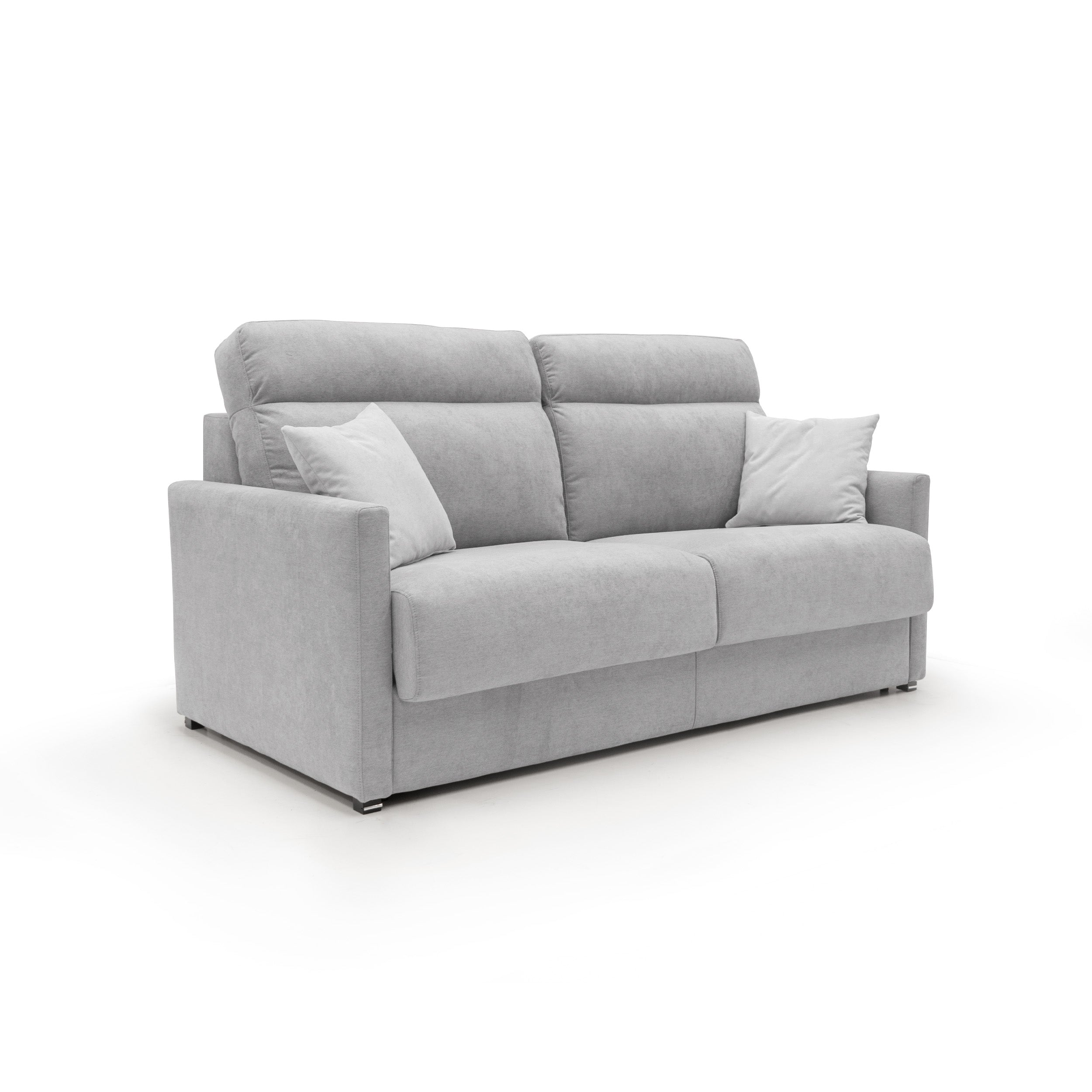 foto del prodotto margot divano letto matrimoniale con schienale morbido alto in tessuto t02 196 cm mat. 160x197 grigio chiaro
