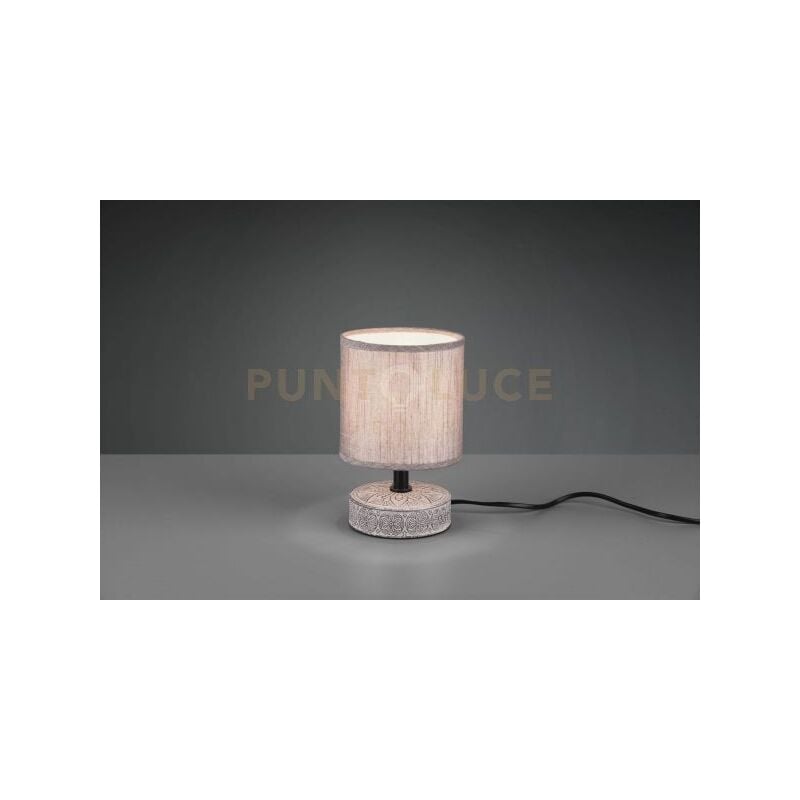 foto del prodotto marie lampada da tavolo base ceramica decorata con paralume marrone h. 20,5cm attacco e14