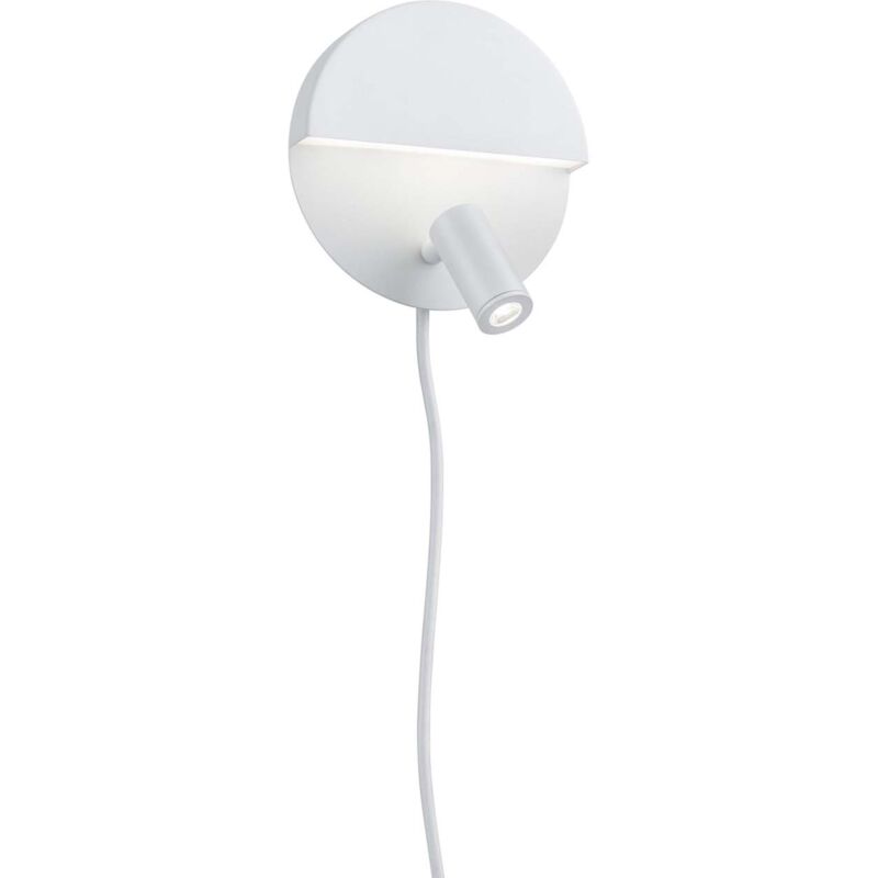 immagine 0 del prodotto mario applique tonda led doppia emissione con faretto orientabile bianco opaco con interruttore e doppia accensione d. 16cm