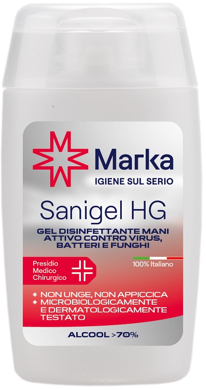 foto del prodotto marka sanigel hg gel disinfettante mani alcool 70 100 ml