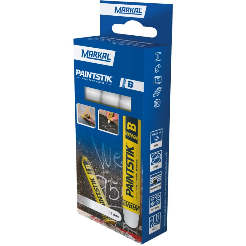 foto del prodotto markal b paintstik retail pack pennarelli pittura x3 bianco