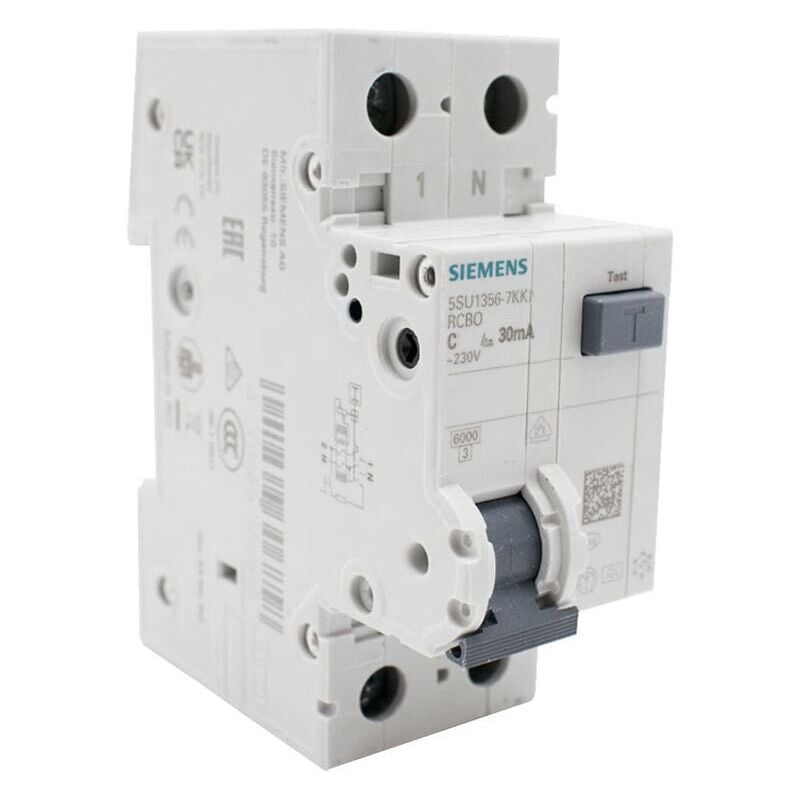 foto del prodotto markenartikel magnetotermico differenziale siemens 32a 6ka 1p n 30ma tipo a 2m 5su13567kk32