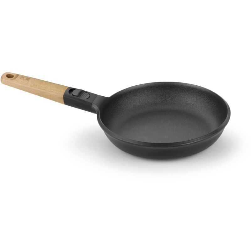 foto del prodotto market padella 20 cm, alluminio casto, manico rimovibile legno naturale antiaderente tristrato senza pfoa, adatto a tutti i tipi di fornelli, inclusa