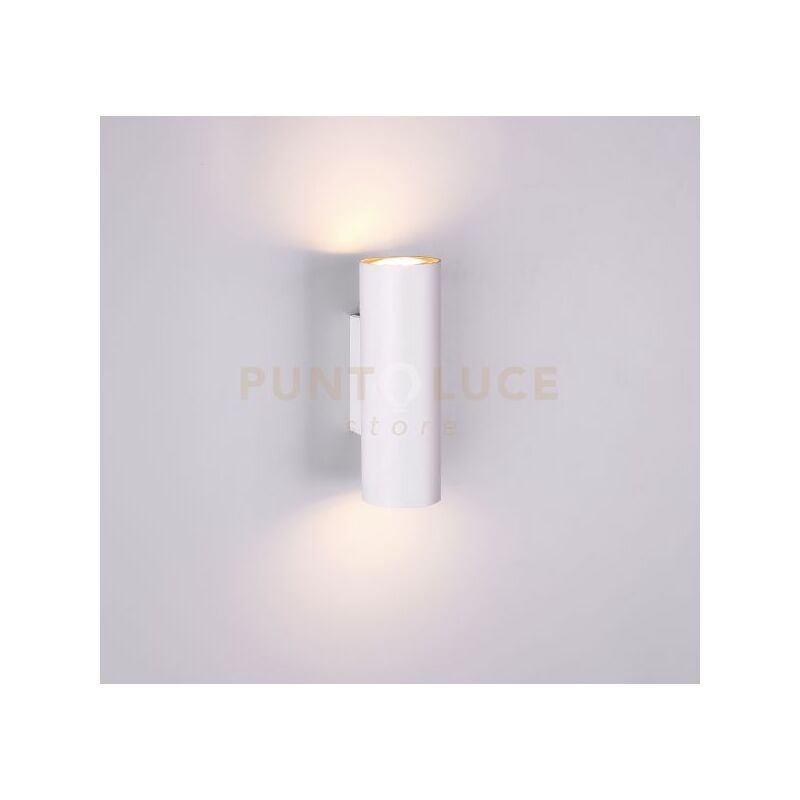 foto del prodotto marley applique cilindro metallo bianco bi emissione h. 18cm 2 luci attacco gu10