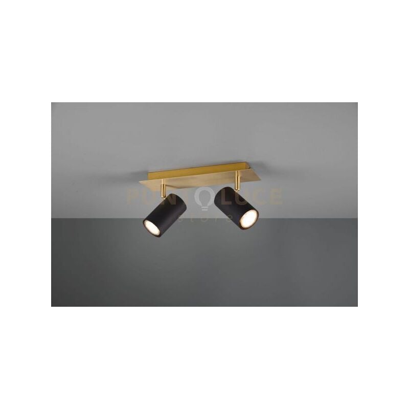 foto del prodotto marley barra base oro con 2 spots cilindri nero l. 30cm 2 luci attacco gu10