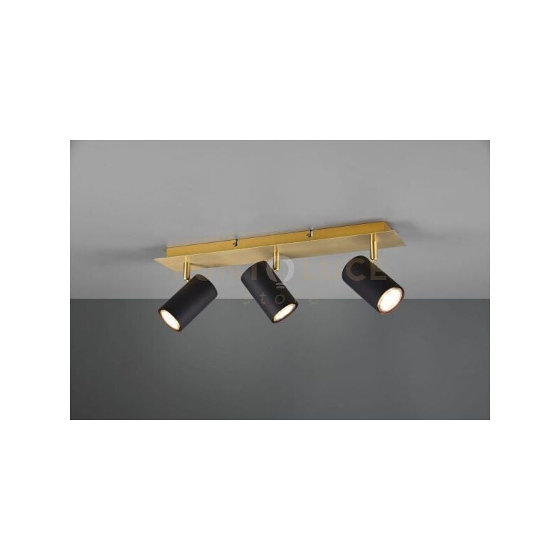 foto del prodotto marley barra base oro con 3 spots cilindri nero l. 48cm 3 luci attacco gu10