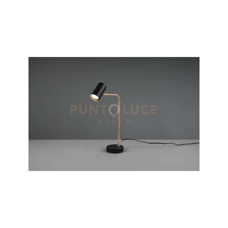 foto del prodotto marley lampada da tavolo spot cilindro ottone satinato nero h. 45cm 1 luce attacco gu10
