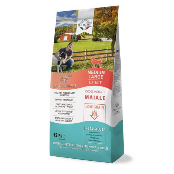 foto del prodotto marpet aequilibria vet low grain dog medium large maiale 12 kg 1 ordine scegli lo sconto bzr5 bzr20 200 punti fedelt 