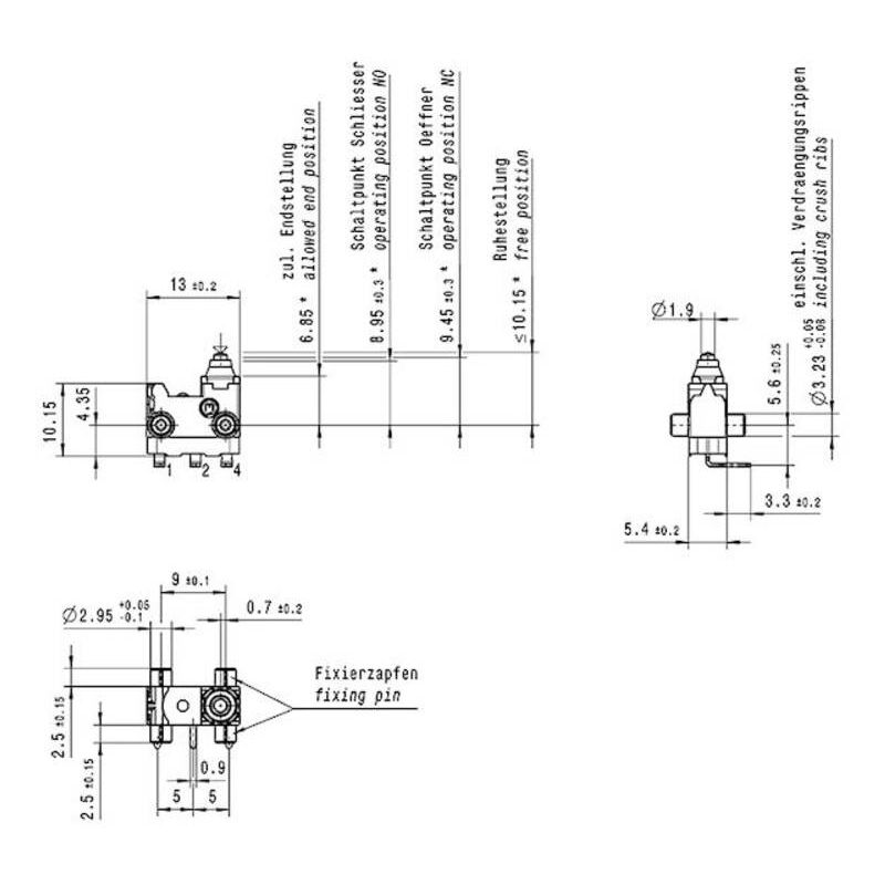 foto del prodotto marquardt 01065.3603 01 microinterruttore 30 v dc 0.1 a 1 x on on lato azionatore ip67 lato collegamento ip00 mom