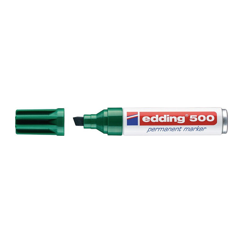 foto del prodotto marqueur permanent 500 vert trait largeur 2 7mm pointe biseaut e edding par 10 