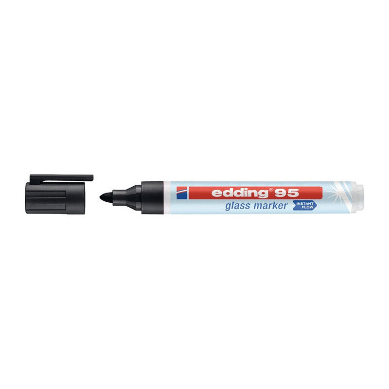 immagine 0 del prodotto marqueur verre 95 trait noir largeur 1,5 3mm pointe ronde edding par 10 