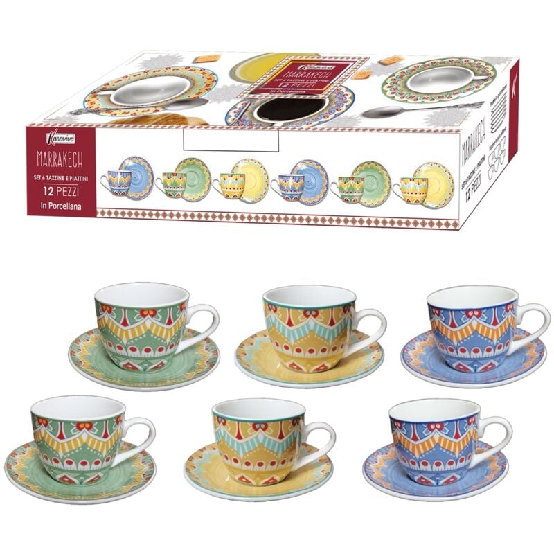 foto del prodotto marrakech set di 6 tazzine con piattino multicolore maury s