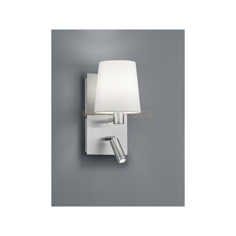 foto del prodotto marriot applique led 3,1w 310lm 1, 3000k 1 luce attacco e14 acciaio satinato con doppia emissione paralume bianco e faretto led osram orientabile