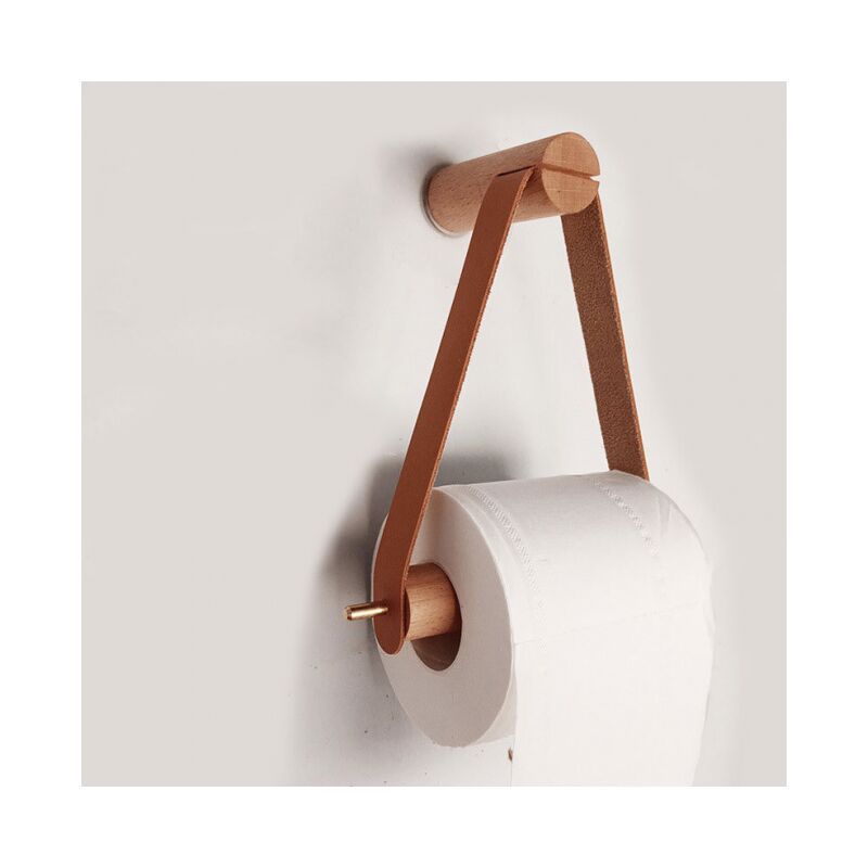 foto del prodotto marrone porta carta igienica, porta carta igienica in legno, porta rotolo di carta igienica retr da parete, cucina, bagno, wc, nordico, legno di