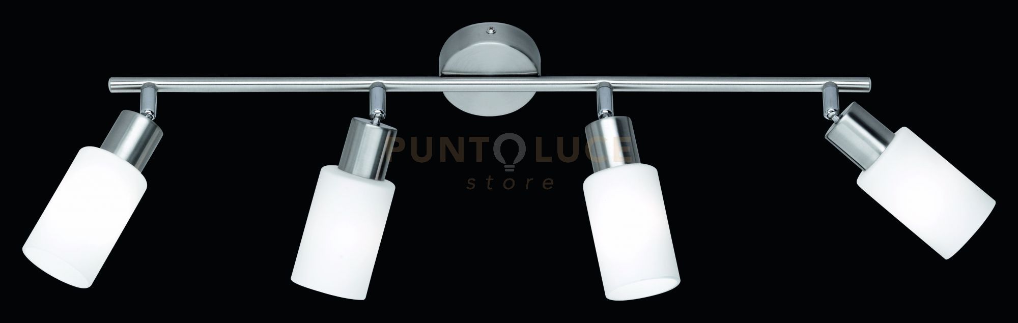 foto del prodotto mars barra 4 spot acciaio e vetro bianco cm60 attacco e14