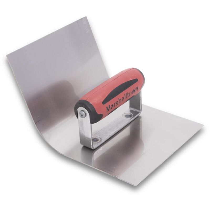 foto del prodotto marshalltown attrezzo per spatola d angolo con arrotondamento, r 38 mm con impugnatura durasoft, acciaio inossidabile, dimensioni 114x152 mm
