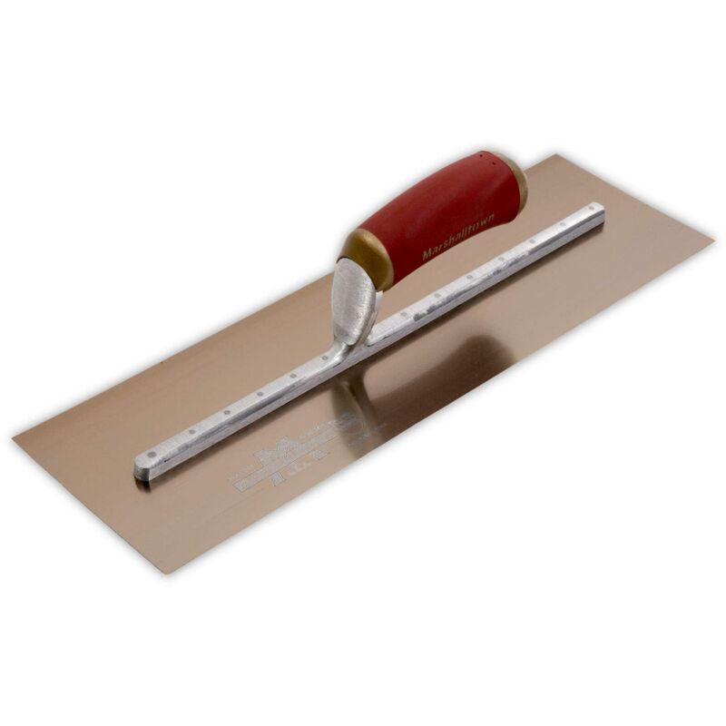 foto del prodotto marshalltown frattazzo con lama dorata lisciatrice permashape broken in , frattazzo con lama dorata, manico durasoft, acciaio inox, dimensioni 