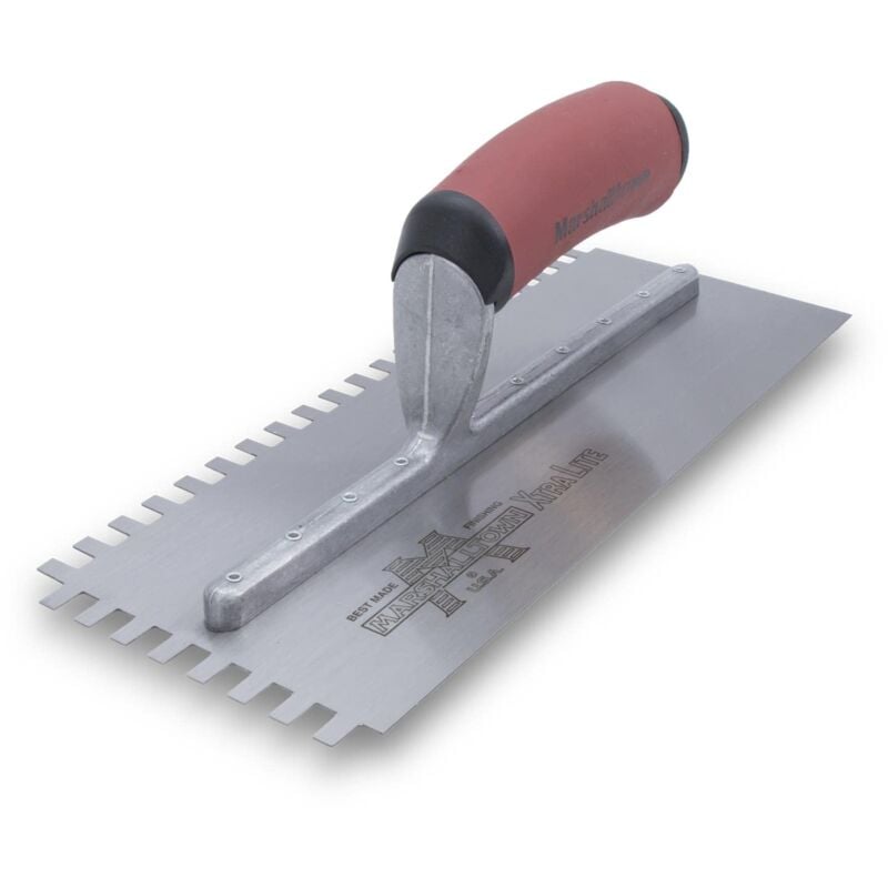 foto del prodotto marshalltown frattazzo dentato, tacca sq 6x10x6 mm con impugnatura durasoft, in acciaio, per piastrellisti, dimensioni 279x114 mm