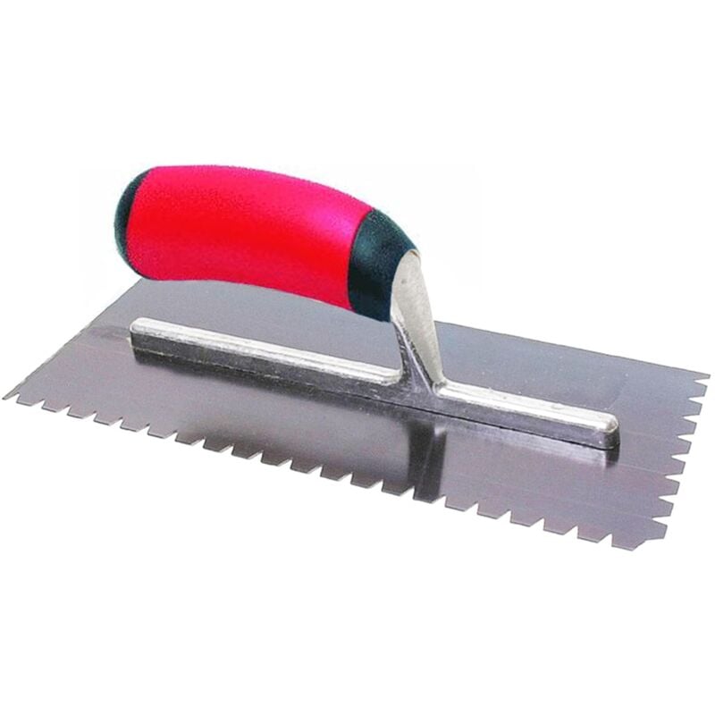 foto del prodotto marshalltown frattazzo per piastrelle cazzuola dentata con v 8x6x1,5 mm piatto e manico in acciaio morbido, dimensioni della lama 279x114 mm