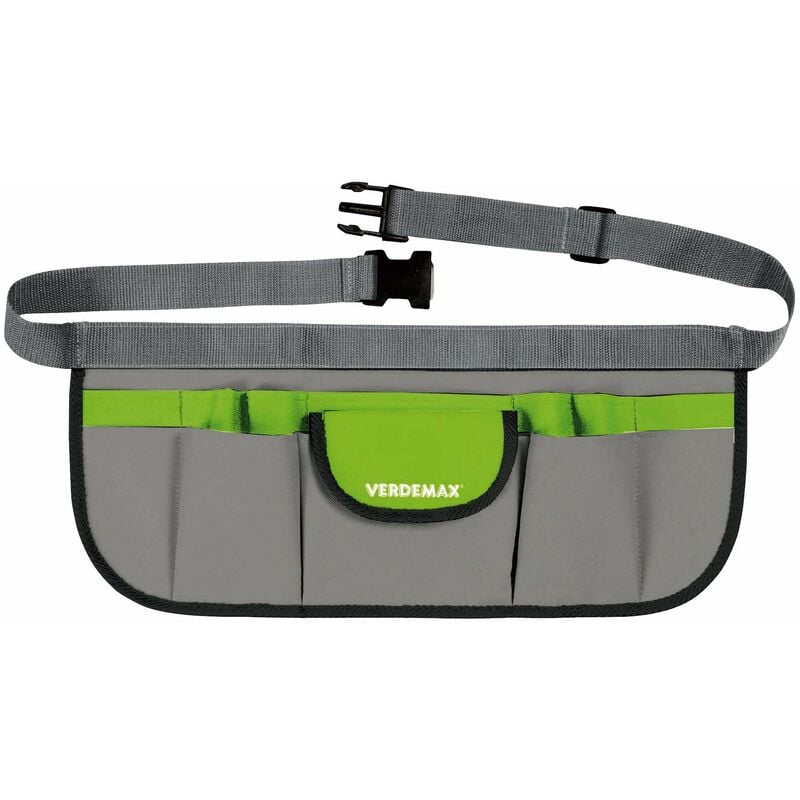 foto del prodotto marsupio per attrezzi da giardinaggio con tasche rama verde e grigio